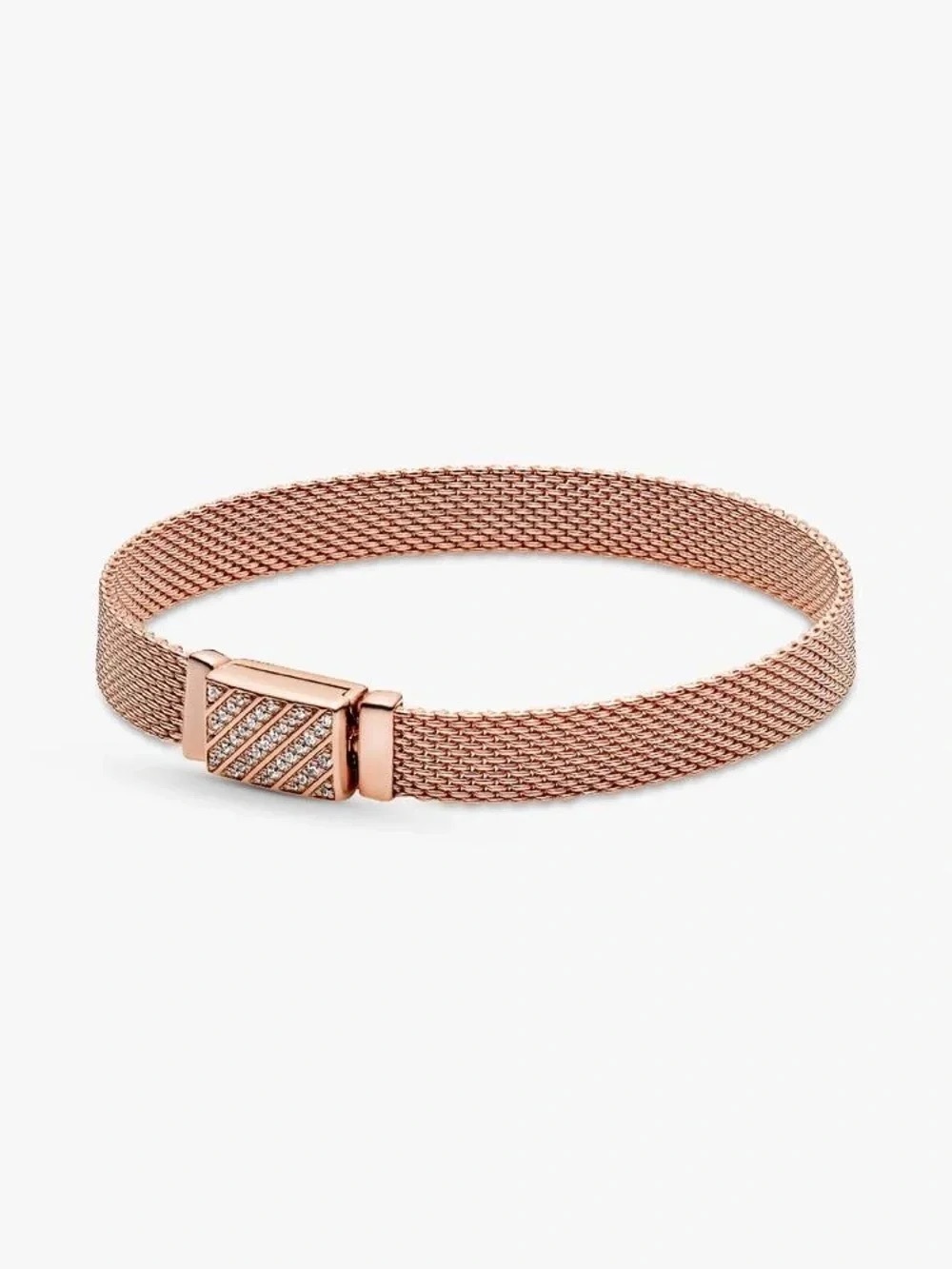 Pandora Rose Gold Mesh Bracelet with Pavé Clasp